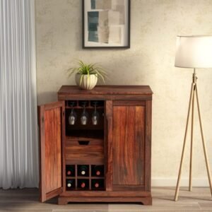 Bourbon Solid Wood Bar Cabinet Sheesham Natural Brow